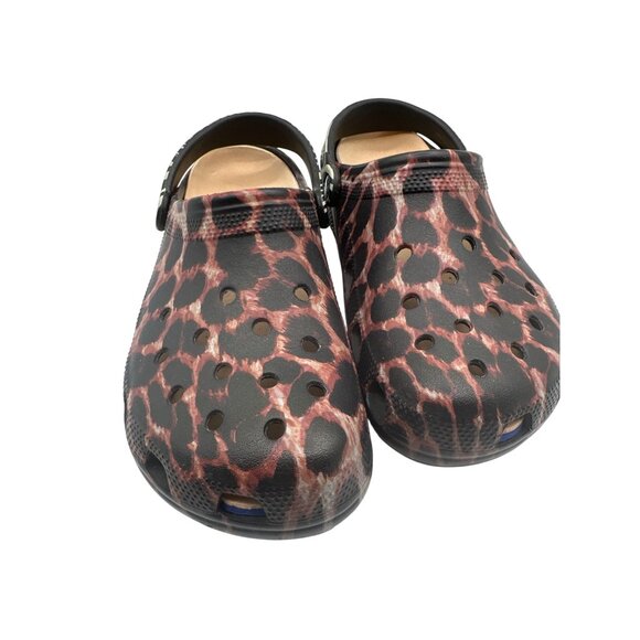 Clog Size 10 Unisex Leopard Cheetah Print Shoes Adjustable Strap Vent Holes - Picture 7 of 11